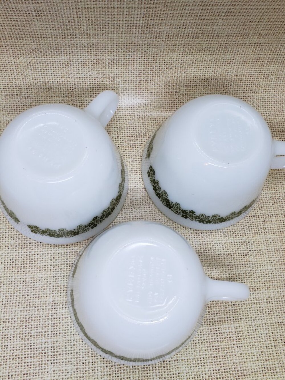 3 Pyrex Spring Blossom Mugs White Green Flower Crazy Daisy Corelle Compatibles - Picture 7 of 10